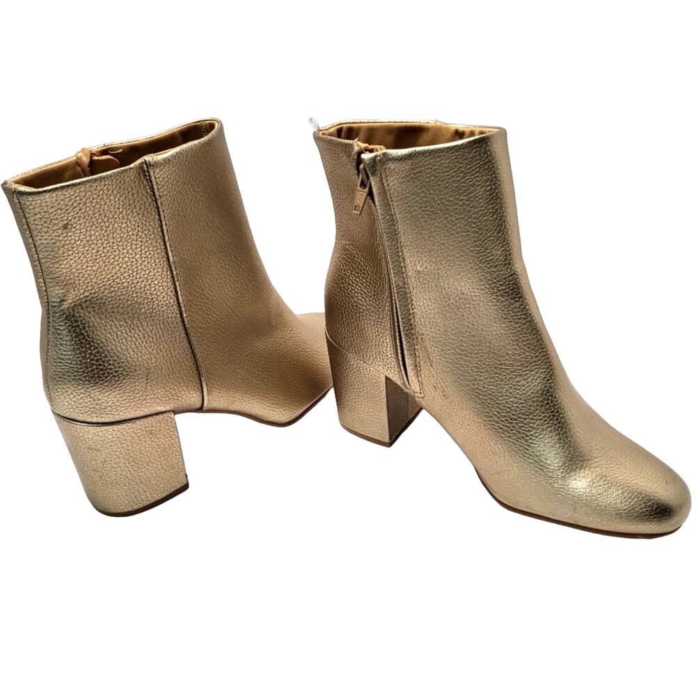 Old Navy Metallic Gold Block Heel Ankle Boots